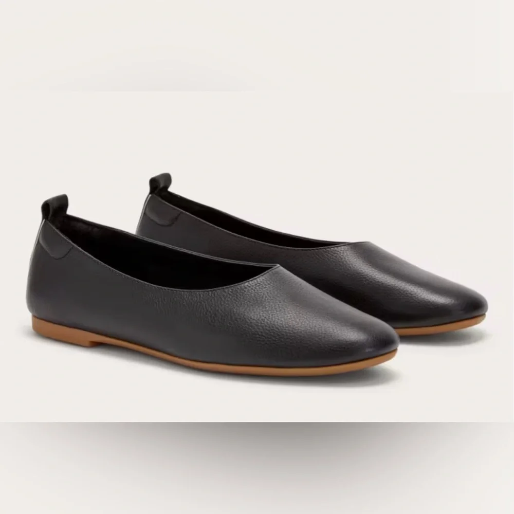 Everlane Black Leather Slip-On Ballet Flats